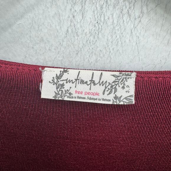 Free People Intimately Burgundy Long Sleeve Deep V Neck‎ Twist Front Top Size S - Picture 6 of 8
